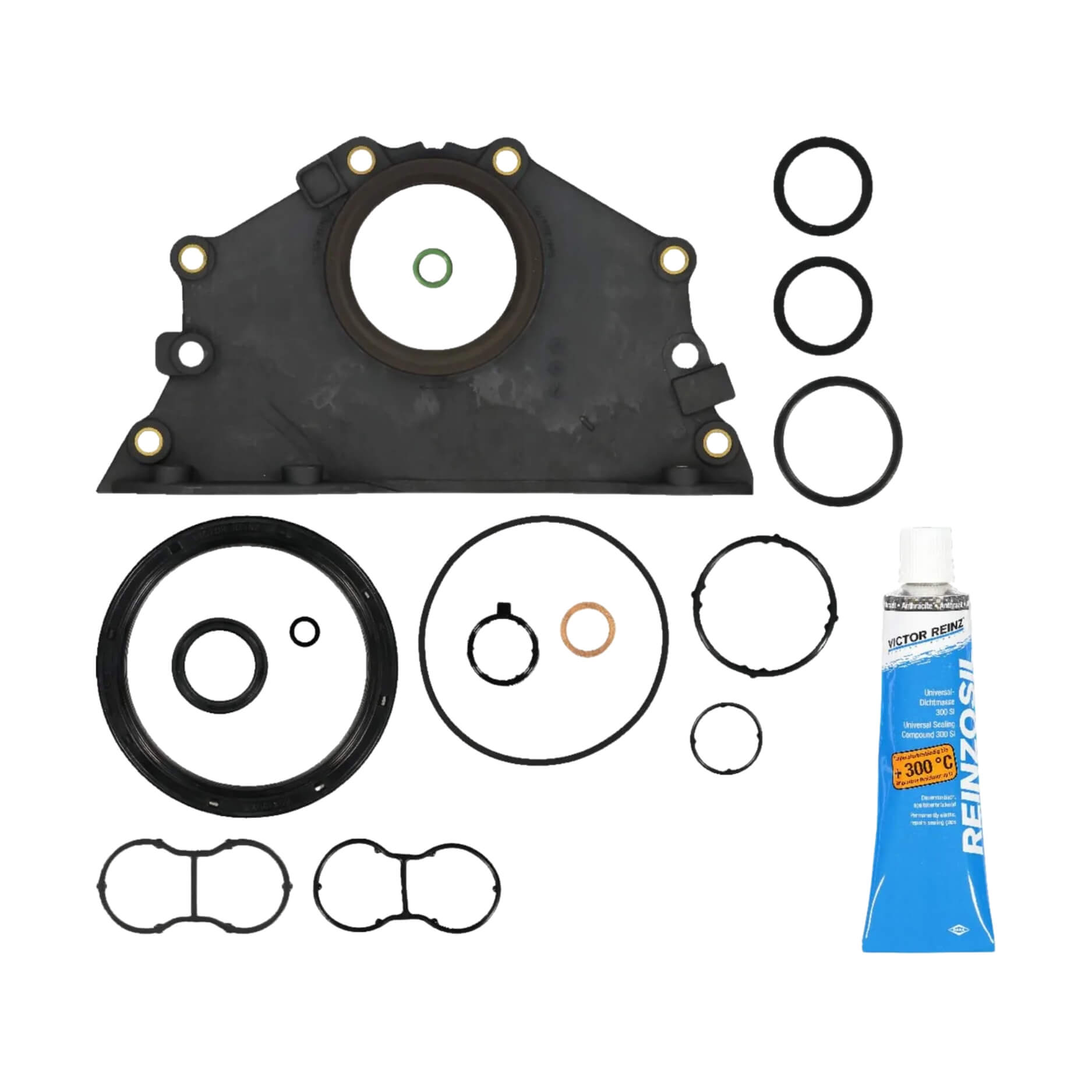 Medio juego inferior con retén trasero y delantero para VW VR6 3.6 l. CDVA, CDVC, Teramont 17-19, Touareg 10-18, Passat CC 18-12, Atlas Cross 19-23 DOHC 24 válvulas 08-10007-01