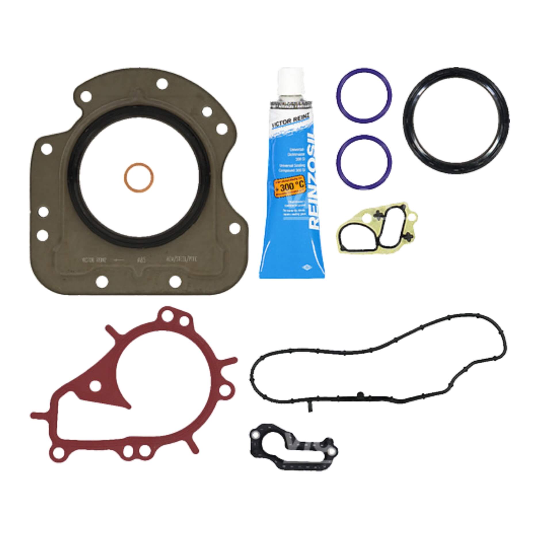 Medio juego inferior de juntas con retén trasero y retén delantero para Peugeot 1.2 l. EB2DT. EB2DTS, 3008 15-16, 308 13-21, 5008 15-21, Partner 2016 3 cilindros 08-10157-01