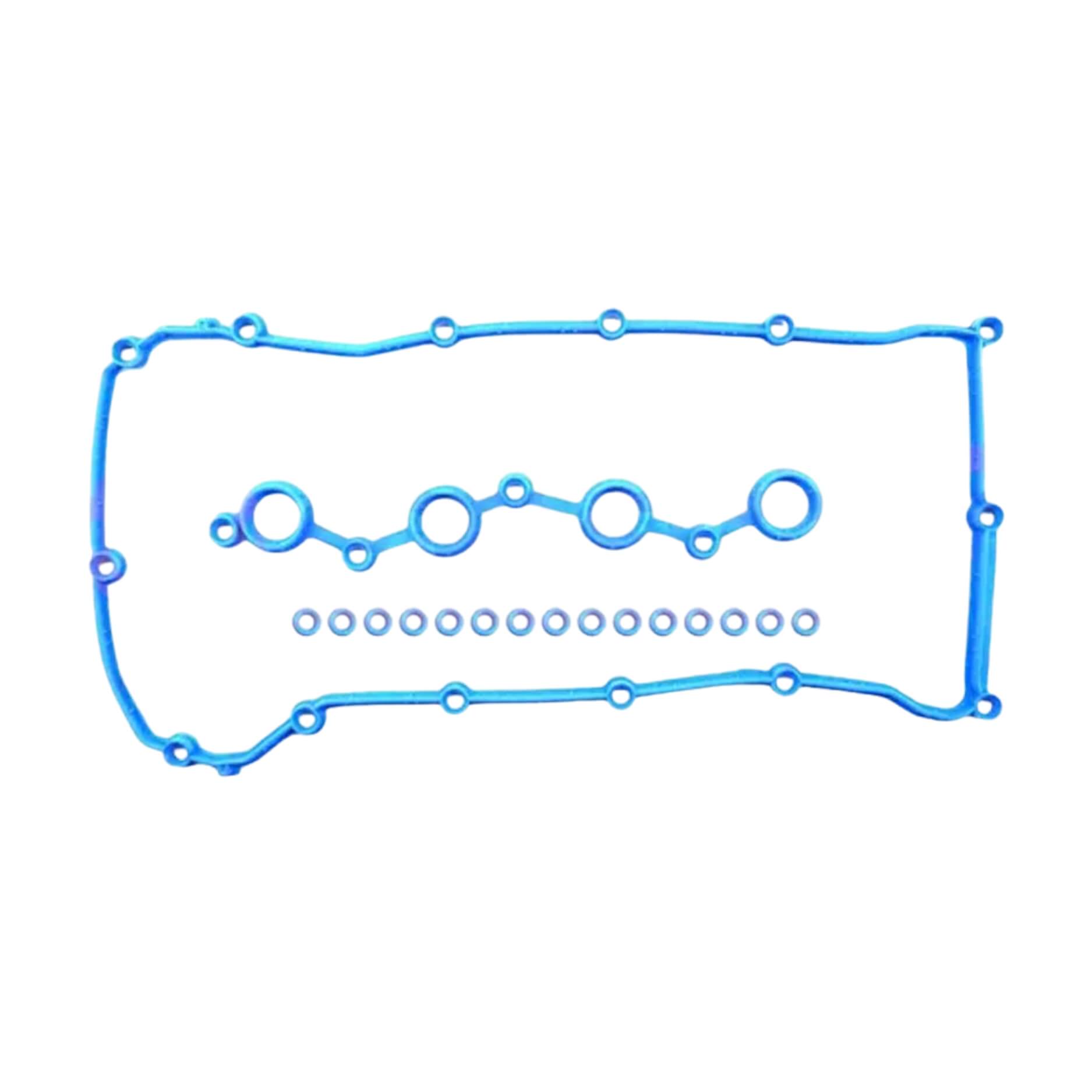 Junta tapa de punterías para Chrysler, Dodge, Jeep, 1.8 / 2.0 / 2.4 l., L4, 16 Válvulas, DOHC, 200 11/14, Sebring 07/10, Avenger 08/14, Caliber 07/12, Journey 09/17, Compass, Patriot 07/17, EBA, ECN, ED3, EDG, GEMA, PZEV; 17 Pzas., Silicon, con Limitadores VSX-1140056