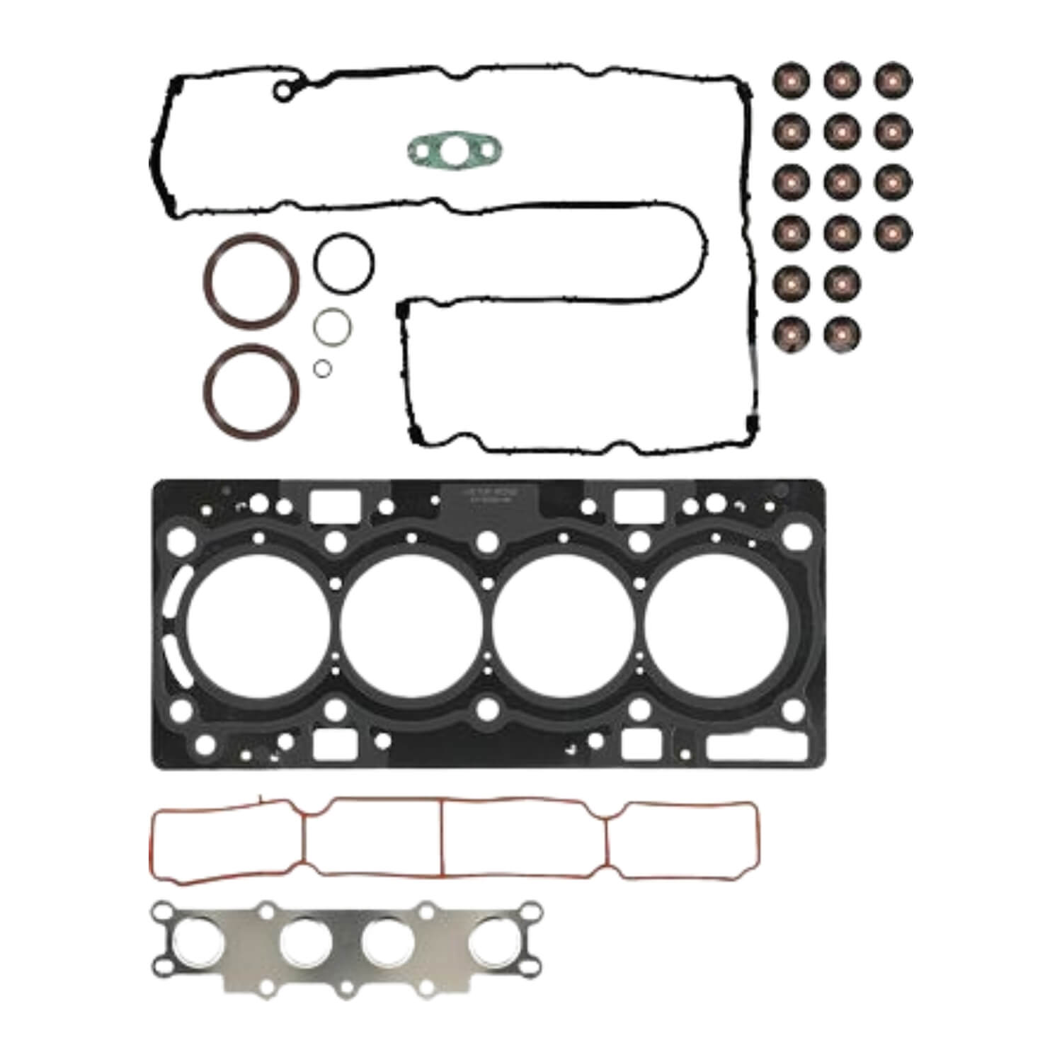 Medio Juego superior de juntas para Ford Volvo 1.6 l. 16HD0Z, JQDA, JQDB, JQGA, YUDA, JTBA, JTJC, JTMA, JTWA Fiesta ST 14-19, Escape 14-16, Fusión 13-14, Transit Connect Titanium 14-13 B4164T3, B4164T2,B4164T S60 10-15, V40 12-16, V60 10-15, V70 11-15, L4 DOHC 16 válvulas 02-37985-01