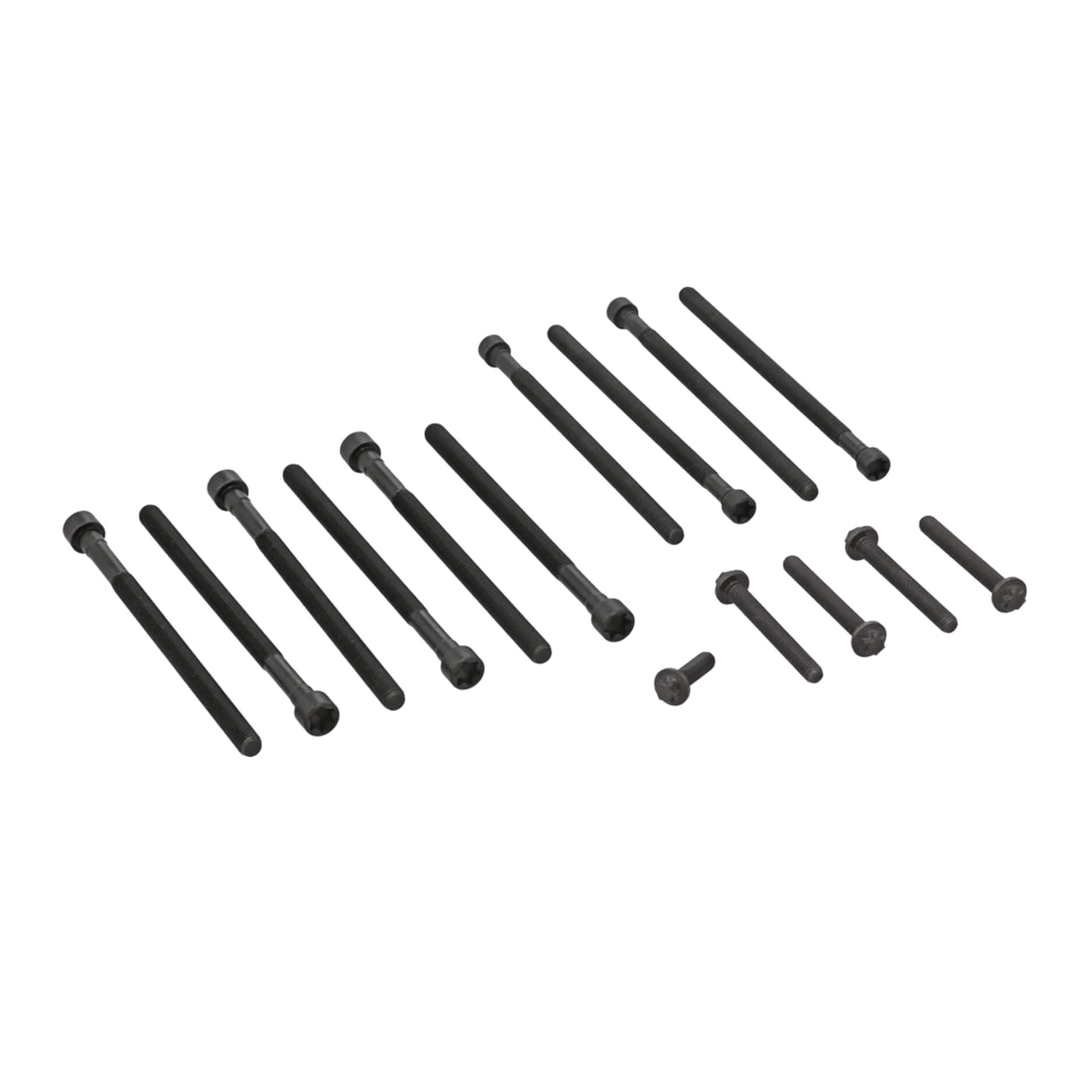 Juego de Tornillos para BMW 2.0 l. N20B16A, N20B20A, N20B20B, N20B20C, N20B20D, N20B20A, 120i 15-16, 125i 12-17, 228i 14-16, 220i 14-21, 320i 12-18, 328i 14-18, 420i 13-17, 428i 13-16, X1 11-16, X3 14-17, X5 15-18, X6 15-16, Z4 11-16, DOHC 16 válvulas Tornillo tipo 1: Diámetro Tornillo [mm]:9 Largo Tornillo [mm]: 70 Tornillo tipo 2: Diámetro Tornillo [mm]: 10 Largo Tornillo [mm]: 173 Paso de cuerda [mm]: 1.5 Tornillo tipo 3: Diámetro Tornillo [mm]: 11 Largo Tornillo [mm]: 173 Paso de cuerda [mm]: 1.5 14-10010-01