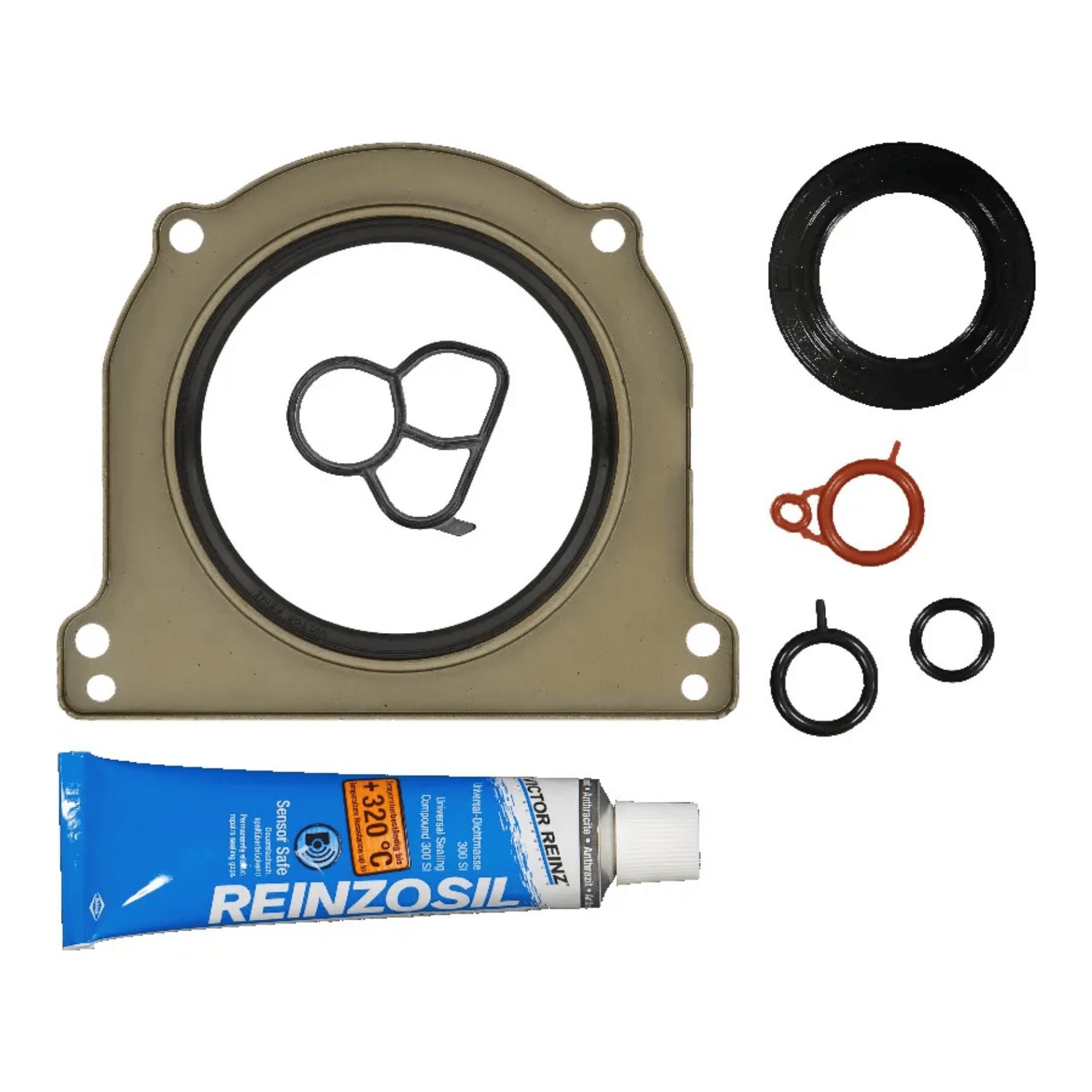 Medio Juego inferior de juntas con retén trasero y delantero de cigüeñal para Mercedes Benz 2.0 l. M260.920 A250 18-20 , AMG A 35 4-matic 19-23, CLA 250 19- , AMG GLB 35 4-matic 19-23, GLB 220 Mild-Hybrid 4-matic 23 - , GLB 250 4-matic 19- 23, DOHC 16 válvulas 08-10184-01